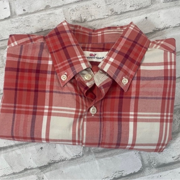 Vineyard Vines Red Purple Plaid Long Sleeve Button Collar Shirt 8 LNWOT - Picture 5 of 10